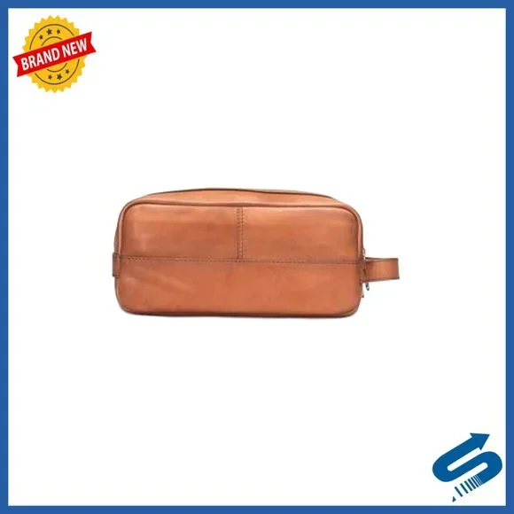 Genuine Leather Men's Dopp Kit Bag with Organization Pockets